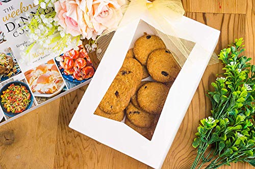 Juvale El cartón Blanco Ventana emergente Box - Pastel de pastelería y panadería con Las Cajas de Ventanas de plástico - (Paquete de 10) - 8 x 5.5 x 2 Pulgadas