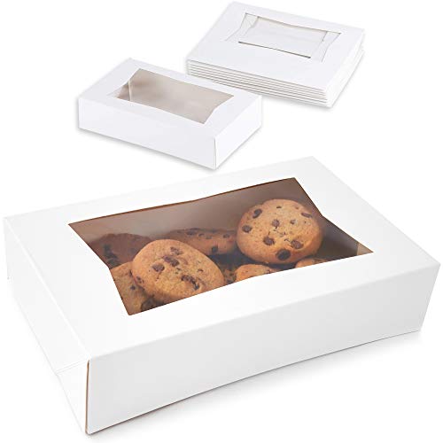 Juvale El cartón Blanco Ventana emergente Box - Pastel de pastelería y panadería con Las Cajas de Ventanas de plástico - (Paquete de 10) - 8 x 5.5 x 2 Pulgadas