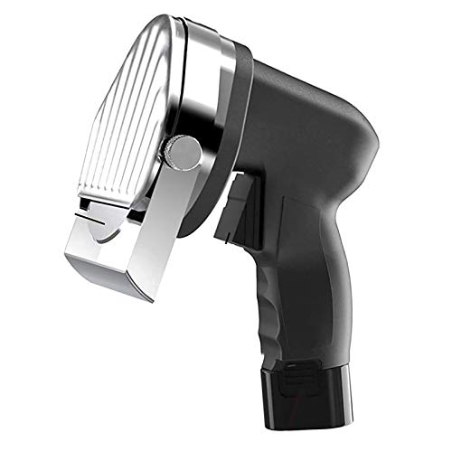 Kacsoo Cuchillo inalámbrico Kewar Shawarma Doner Kebab Portátil Inalámbrico Eléctrico Acero Inoxidable Cortador de Kebab Turco de Mano Cortador Profesional Espesor 0-8 mm con 2 Cuchillas