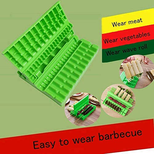 KAISHUAI BBQ Kebab Maker, Pinchos Barbacoa，1 Pc 3-en-1 Máquina De Brocheta De Carne De Doble Fila Herramientas De Barbacoa Accesorios De Cocina Al Aire Libre 100 x Mini brochetas de Madera de bambú