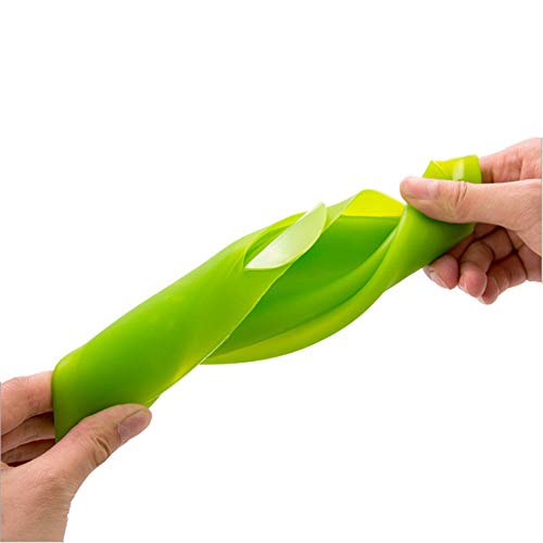 Kalavika Asador al Vapor, Estuche de Vapor, Vaporera Microhondas, Colador Escurridor de Silicona Plegable, Cesta para Vegetales y Frutas, Color Verde