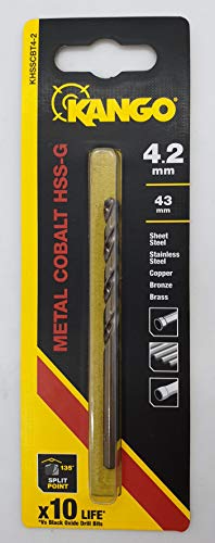 Kango - Broca de 4,2 mm cobalto para acero inoxidable y metales duros (4,2 mm x 75 mm)