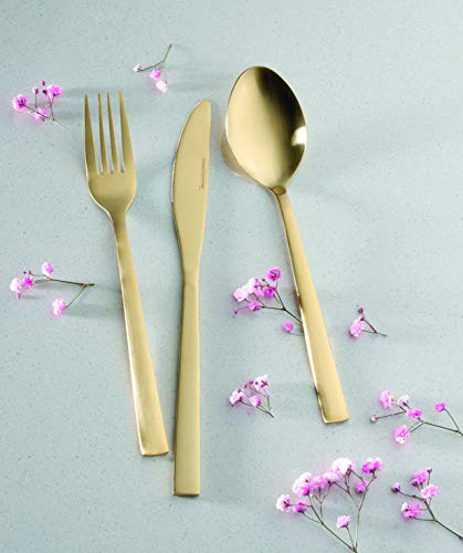 KASA Cubiertos de Acero Inoxidable para 8 Personas, Dorado Opaco, Juego de 24 Piezas