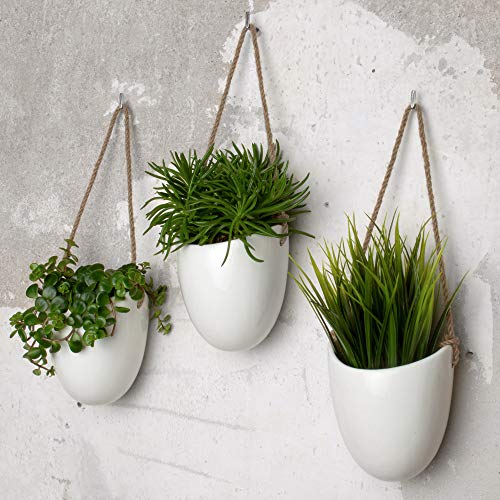 Kazai.® | Set de 3 floreros de cerámica | Blanco Brillante