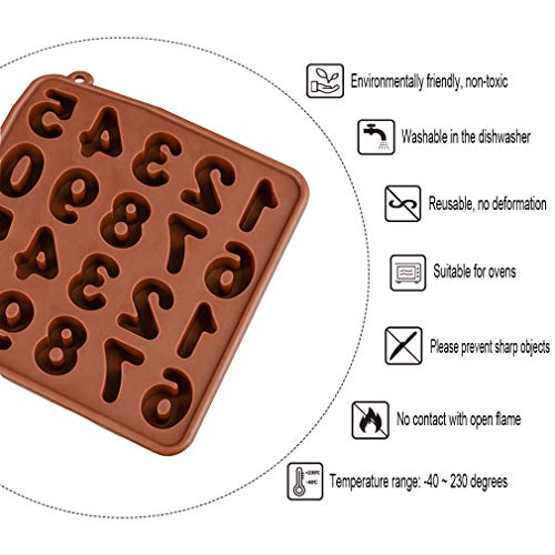 KBstore 2 Pack Moldes de Bombones de Silicona - Forma de Letras Numeros Molde de Silicone para Chocolate/Caramelo de Café/Cubo de Hielo/Gelatina