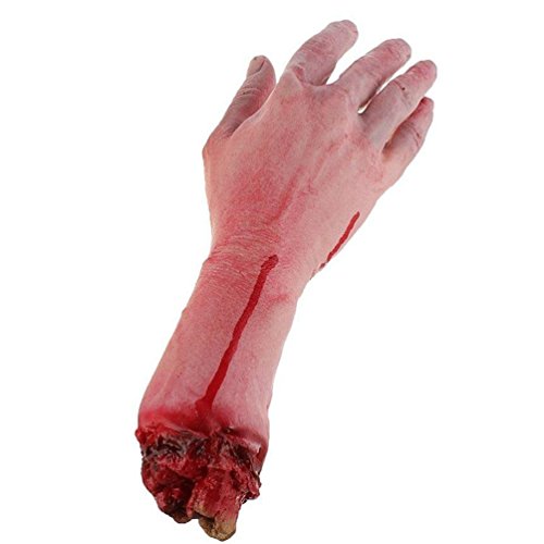 Keersi realista látex Gory brazo humano mano tamaño vida espantoso sangre sangrienta cuerpo partes para Halloween vestido de fiesta de disfraces jardín interior exterior y decoración de cosplay