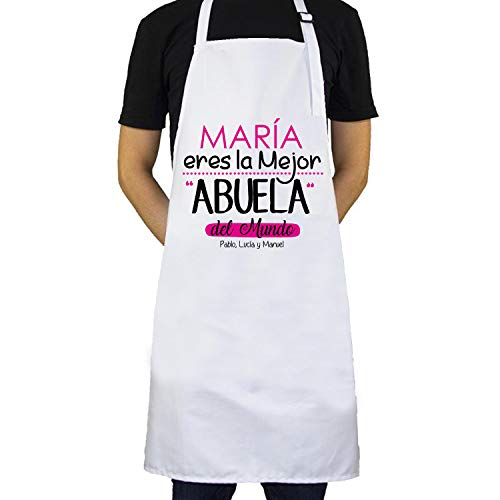 Kembilove Delantal Personalizado Ajustable Eres la Mejor Abuela del Mundo - Delantales para Madres, Padres, Abuelas, Abuelas con Nombre Personalizado - Regalo Original Abuelas, Madres, Cumpleaños
