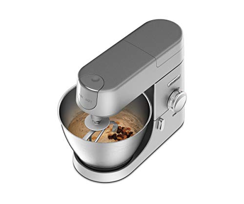 Kenwood Chef KVC3110S - Robot de cocina multifunción, bol de metal de 4.6 L, varillas para mezclar, amasar y batir, indicador de velocidades, 1000 W, color plata