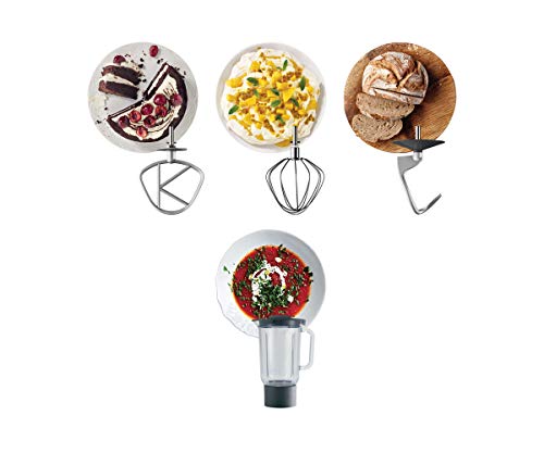 Kenwood Chef KVC3110S - Robot de cocina multifunción, bol de metal de 4.6 L, varillas para mezclar, amasar y batir, indicador de velocidades, 1000 W, color plata