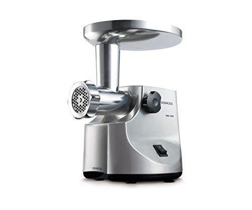 Kenwood MG510 - Picadora de carne eléctrica, accesorios y boquillas diferentes, potencia 1600 W, cuchillas de acero inoxidable, color plata