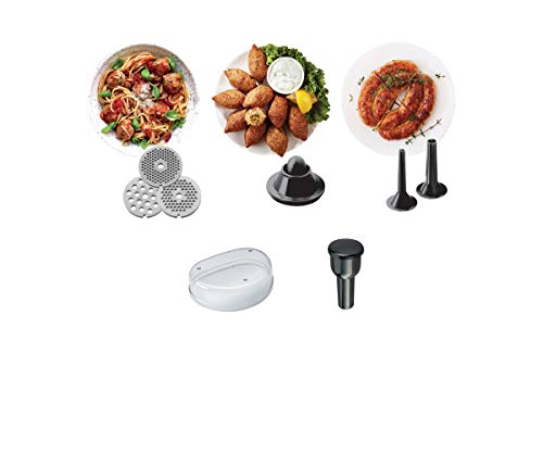 Kenwood MG510 - Picadora de carne eléctrica, accesorios y boquillas diferentes, potencia 1600 W, cuchillas de acero inoxidable, color plata