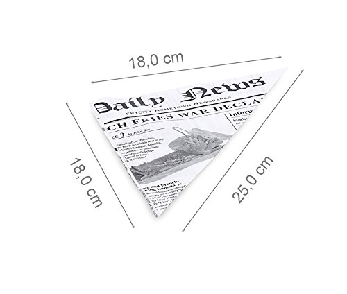 Kerafactum® – 20 Unidades fettdichte pommestüte patatas bolsas patatas varitas para Fish and chips Adecuado French Fries Diseño Daily News – Tamaño 25 x 18 cm