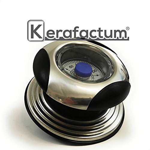 Kerafactum® - Pomo para tapa de olla (universal, mango de plástico, diámetro de 7 cm), plástico, negro/plateado, 3 unidades