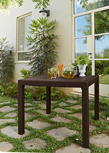 Keter - Mesa de comedor exterior Quartet de 4 plazas, Color marrón