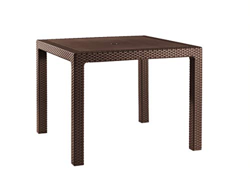 Keter - Mesa de comedor exterior Quartet de 4 plazas, Color marrón