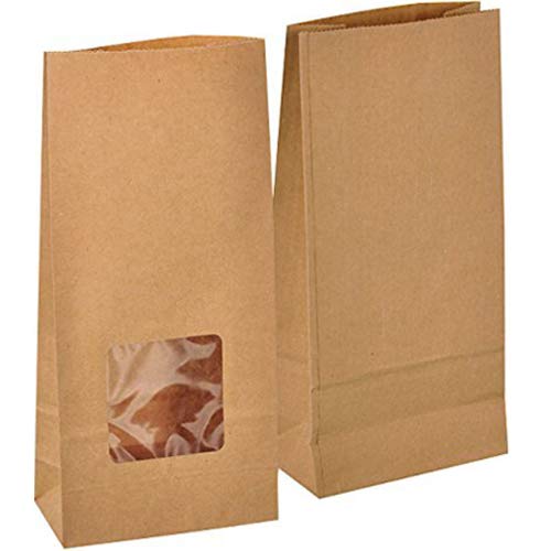 kgpack 50x Bolsas de Papel Kraft DIY con finestra 12 x 25 x 6 cm | Bolsas de Papel Kraft para niños | Calendario de adviento | Bolsa de Regalo de Fondo Plano | Bolsa de Papel de Alimentos