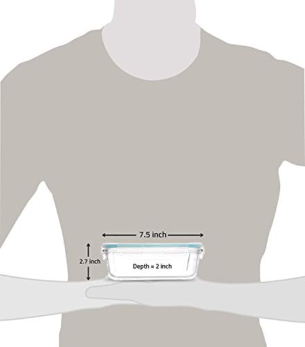 KICHLY Recipiente - Contenedor de Almacenamiento de Alimentos de Vidrio - 6 Piezas (3 envases + 3 Tapas) - Tapas Transparentes - Sin BPA - para la Cocina o el Restaurante de Uso Doméstico