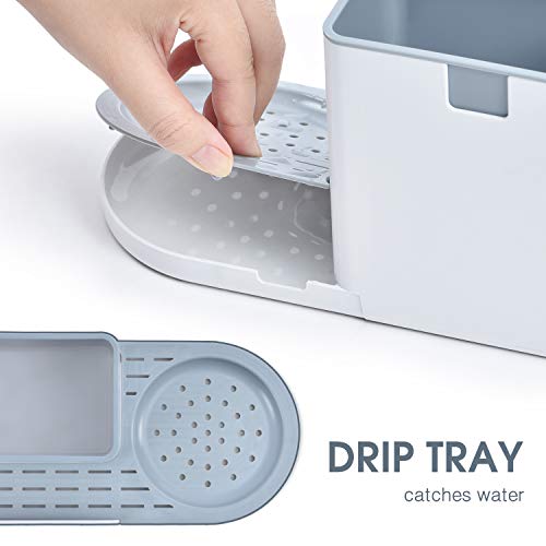 Kingrack,Set Organizador Cocina, Jabonera de Cocina, Dispensador de Detergente,Cocina lavavajillas Esponja de Almacenamiento Estante, ABS,24.5 x 13.5 x 13 cm