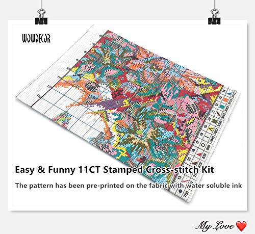Kit de bordado de punto de cruz para adultos y niños, gatos de WOWDECOR animales de Navidad perros divertidos 11 quilates con sello DMC costura fácil principiantes Gato.