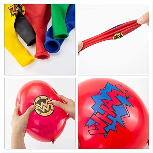 Kit de Decoraciones de Cumpleaños de Superhéroes Globos de Superhéroe Globos de Látex deSuperhéroes Cupcake Toppers Pancarta de Fiesta de Superhéroes Suministros de Fiesta Temáticos de Superhéroes