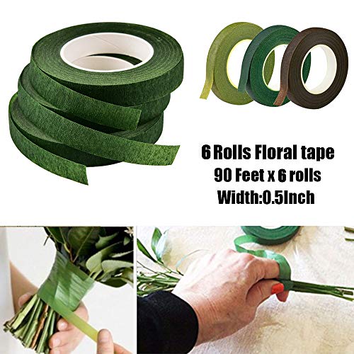 Kit de herramientas de arreglos florales, cinta para flores de calibre 26 en color verde y marrón, alambre para tallos y cortador de alambre, suministros de flores para bodas