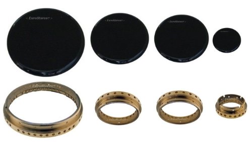 kit para quemadores de cocina de gas Samet - anillas + tapas de laton, 4 piezas