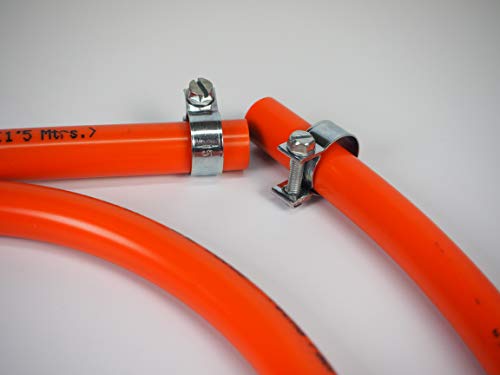 Kit regulador de gas butano + goma 1,5 metros y dos abrazaderas metálicas, Color plateado/naranja, Talla única