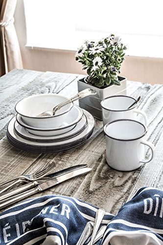 Kitchen Craft 550 ml Living Nostalgia Taza esmaltada, Blanco/Gris