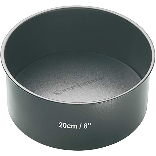 Kitchen Craft Master Class Molde para Tarta Redondo Base Suelta, Acero, Negro, 20 cm