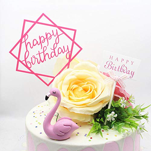 Kitchen-dream 12 Piezas Feliz cumpleaños Cake Topper Acrílico Cupcake Toppers Decoración del Partido Decoración de Pastel de acrílico Brillo, Decoraciones de Boda