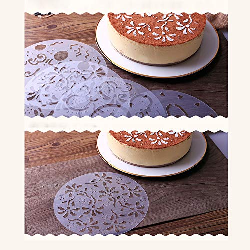 Kitchen-dream Plantillas de aerosol de corazón de flores de 4 estilos, herramientas de panadería de decoración de moldes para pasteles de cumpleaños, plantillas de decoración de pasteles reutilizables