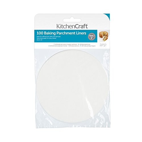 Kitchencraft antiadherente protección contra la grasa papel vegetal para horno 15 cm (6 ') – redonda (lote de 100), papel, color blanco, 15,3 x 15,3 x 0,1 cm