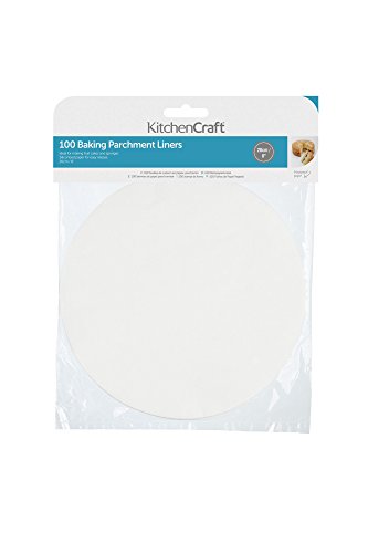 Kitchencraft antiadherente protección contra la grasa para hornear papel de pergamino 20 cm (8 ") – redonda (lote de 100), papel, blanco, 20 x 20 x 0,1 cm