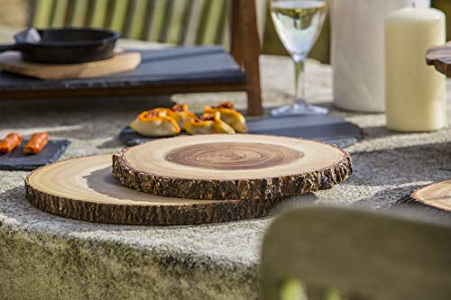 Kitchencraft Artesà rústico tronco de árbol de madera Tabla de quesos/bandeja con borde de corteza, 35 cm (14 ") – redondo, madera, marrón, 35 x 35 x 2.2 cm
