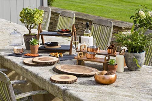 Kitchencraft Artesà rústico tronco de árbol de madera Tabla de quesos/bandeja con borde de corteza, 35 cm (14 ") – redondo, madera, marrón, 35 x 35 x 2.2 cm