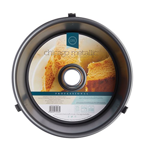 Kitchencraft Chicago metálico profesional antiadherente para tartas con base suelta de Ángel en forma de anillo, 25 cm (10 pulgadas), color gris