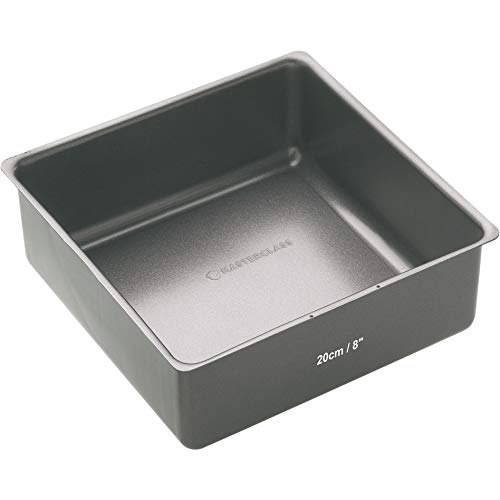 Kitchencraft Master Class Molde Cuadrado para reposteria con Base Suelta, Acero, Negro, 21.8x24x8.2 cm