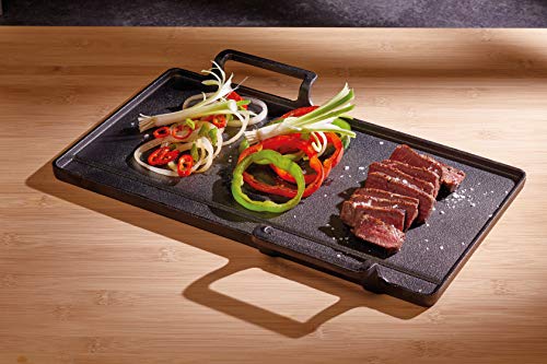 KitchenCraft World of Flavours Teppanyaki - Plato para parrilla (hierro fundido, 42,5 x 29 x 4,5 cm), color negro