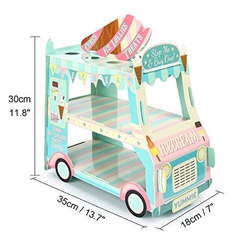 Kitchnexus - Puesto para magdalenas, helados, tartas, con 3 niveles, soporte para decoración de fiestas temáticas, diseño de furgoneta Como se muestra en la imagen