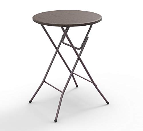 KitGarden - Mesa Cóctel Plegable, Ø80x110cm, Imitación Madera, Bar Table Wooden