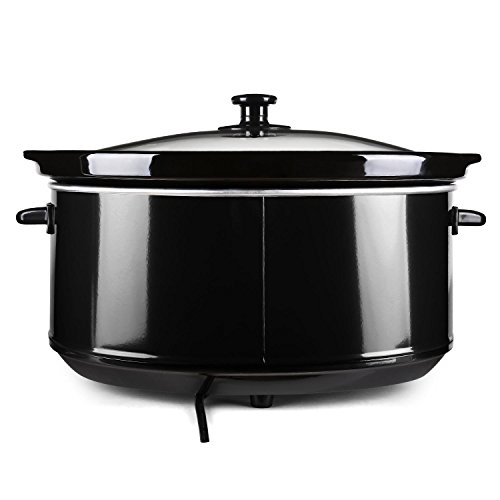 Klarstein Bristol 65 - Olla de cocción Lenta, Olla Lenta, 6,5 litros, cazuela Desmontable de cerámica, Exterior de Acero Inoxidable, Tapa de Vidrio, 300 W, 2 Niveles de Temperatura, Negro