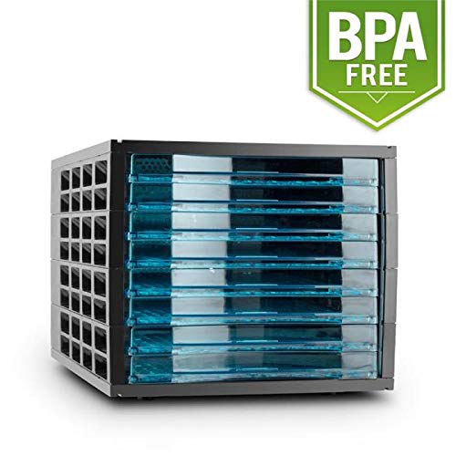 KLARSTEIN Fruit Jerky 8 Quick Edition - Deshidratador de fruta, 630W potencia, 8 pisos, Calentador alimentos, temperatura y tiempo ajustable, Tambien seca verduras y carne, Negro