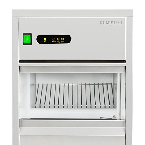 Klarstein - Powericer XL, Máquina industrial de cubitos de hielo, Sabor neutro, Potencia 145W, 20kg/24h, Soporta 3,5kg, Pala y tubos, Acero Inoxidable