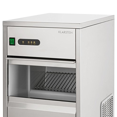 Klarstein - Powericer XL, Máquina industrial de cubitos de hielo, Sabor neutro, Potencia 145W, 20kg/24h, Soporta 3,5kg, Pala y tubos, Acero Inoxidable