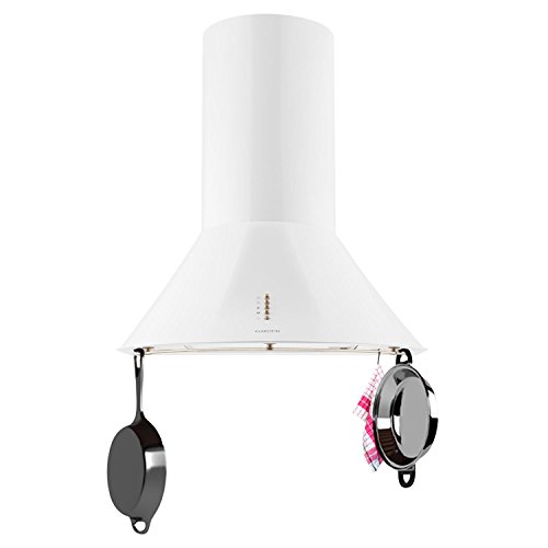 Klarstein Prima Retro 500 m³/h De pared Metálico, Blanco D - Campana (500 m³/h, Canalizado/Recirculación, De pared, Metálico, Blanco, Acero inoxidable, 20 W)