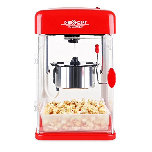 Klarstein Rockkorn - máquina de palomitas de maíz, retro, palomitero, 350 W, extraíble, iluminación interior, aprox. 60 l/h, puerta con cerradura magnética, cuchara dosificadora, Rojo