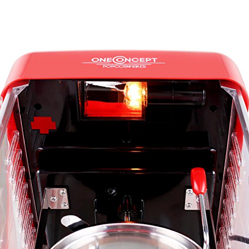 Klarstein Rockkorn - máquina de palomitas de maíz, retro, palomitero, 350 W, extraíble, iluminación interior, aprox. 60 l/h, puerta con cerradura magnética, cuchara dosificadora, Rojo