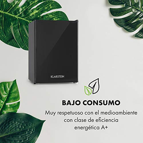 Klarstein Spitzbergen M Frigorífico - 70 litros, Refrigerador de 62 L, Congelador de 8 L, Termostato de 5 niveles, Eficiencia energética de clase A+, ZestfulART Design, Incluye rotulador, Negro