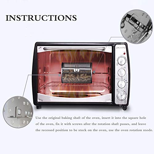 KNDJSPR Asador de Parrilla asador de Acero Inoxidable, Horno eléctrico, Rejilla giratoria Universal, Herramientas de Cocina para Hornear en Grano de café, para maní, castañas, nueces