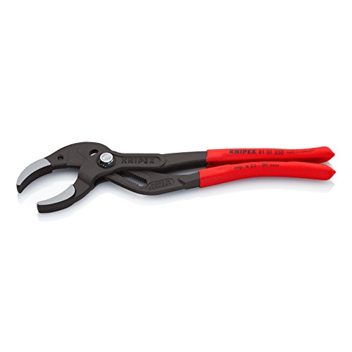 KNIPEX 81 01 250 Tenaza para tuberías y racores para sifones, tubos de plástico y conectores negro atramentado recubiertos de plástico antideslizante 250 mm